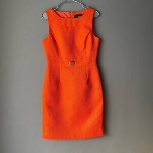 Chelsea Rose‎ sz 6 orange textured mod sheath dress